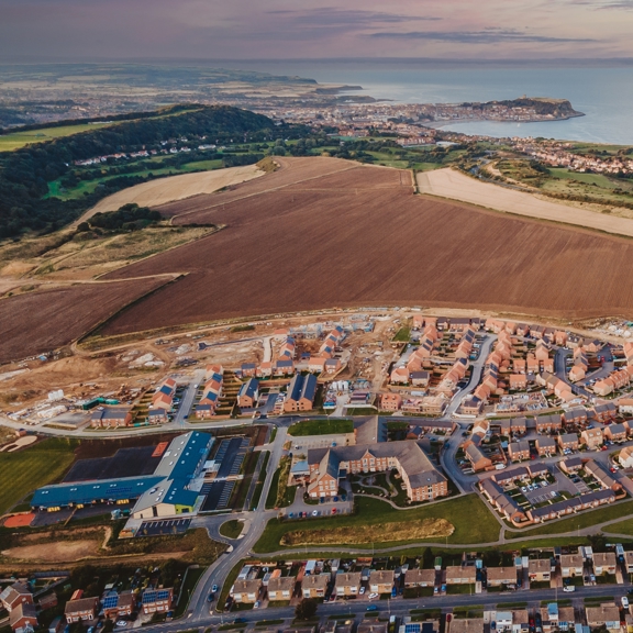 Aerial of Sandcastles to the coast