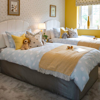Shot57 Interior Design Of The Bee Themed Bedroom That Is Available To View At Lovell's Ymyl Yr Afon Development