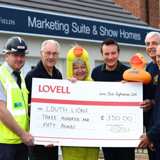 SGB 7329 L R; Scott Henderson, Site Manager At Tennyson Fields Pictured With Louth Lions; Derek Blow; Sue Crew; Peter Moore; Malcolm Lamb; Peter Wilson