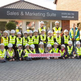 Pupils And Teachers From Gislingham Church Of England Primary School Pictured With Lovell Employee...