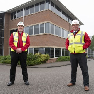 MH 050720 Lovell 001 Geraint Thomas (Left) Pictured With Paul Haden (Right) Outside Lovell's Cardiff Office
