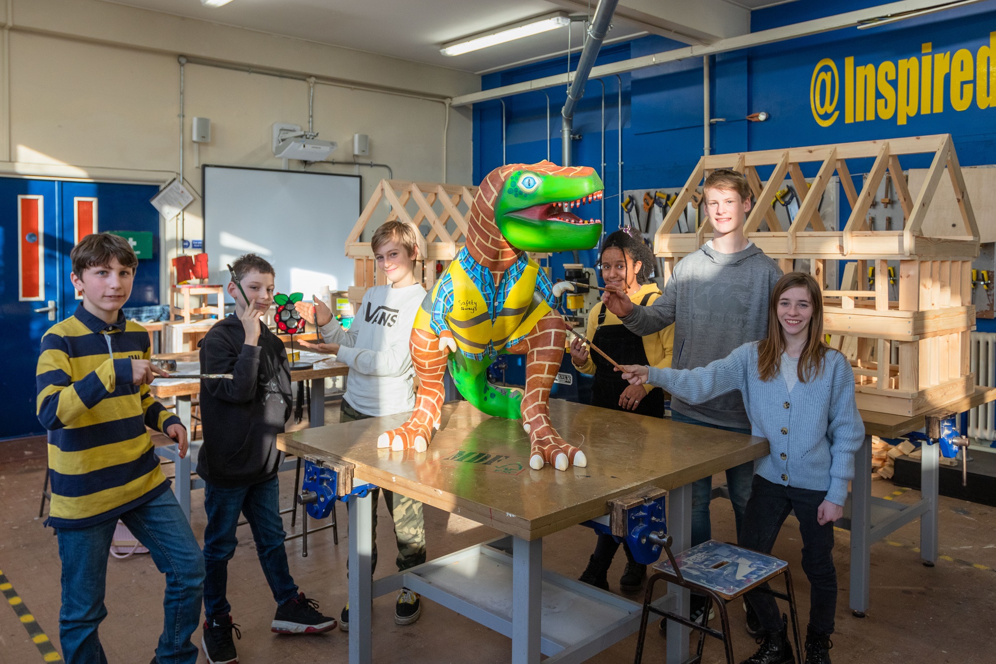 Acle Students With Their T.Rex Donated By Lovell Credit Lovell