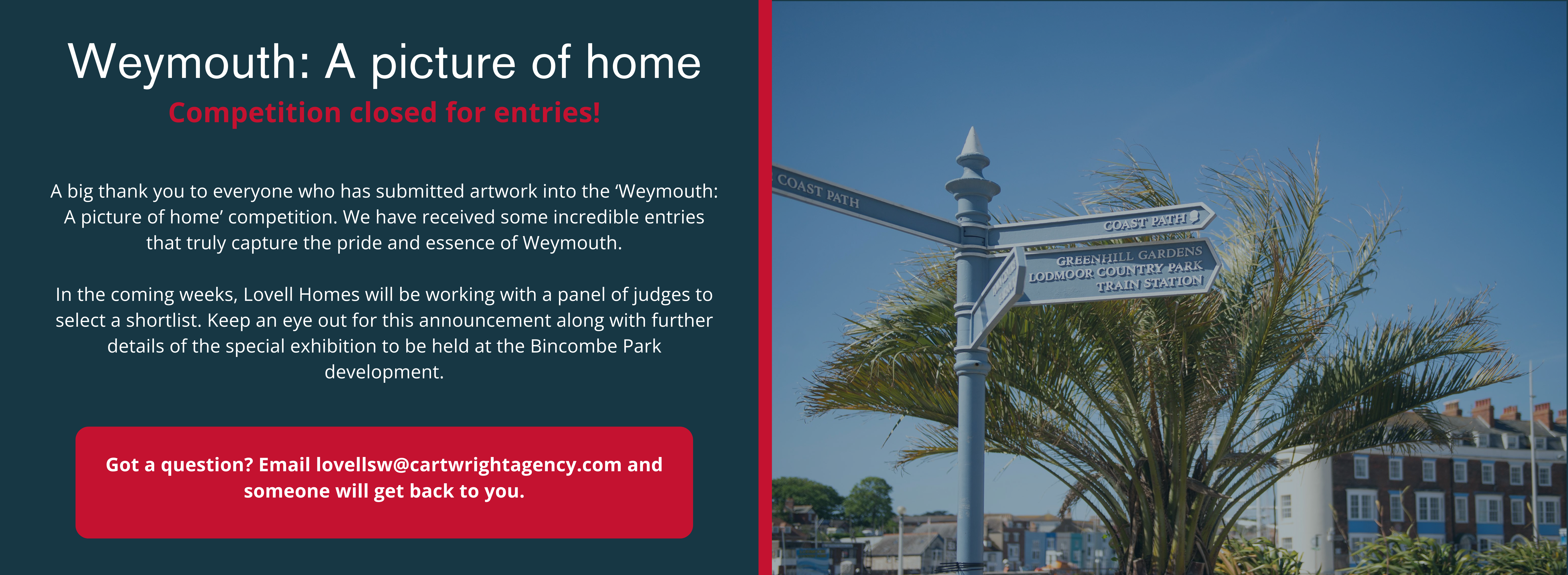 Lovell SW Weymouth A Picture Of Home Entries Closed Banner